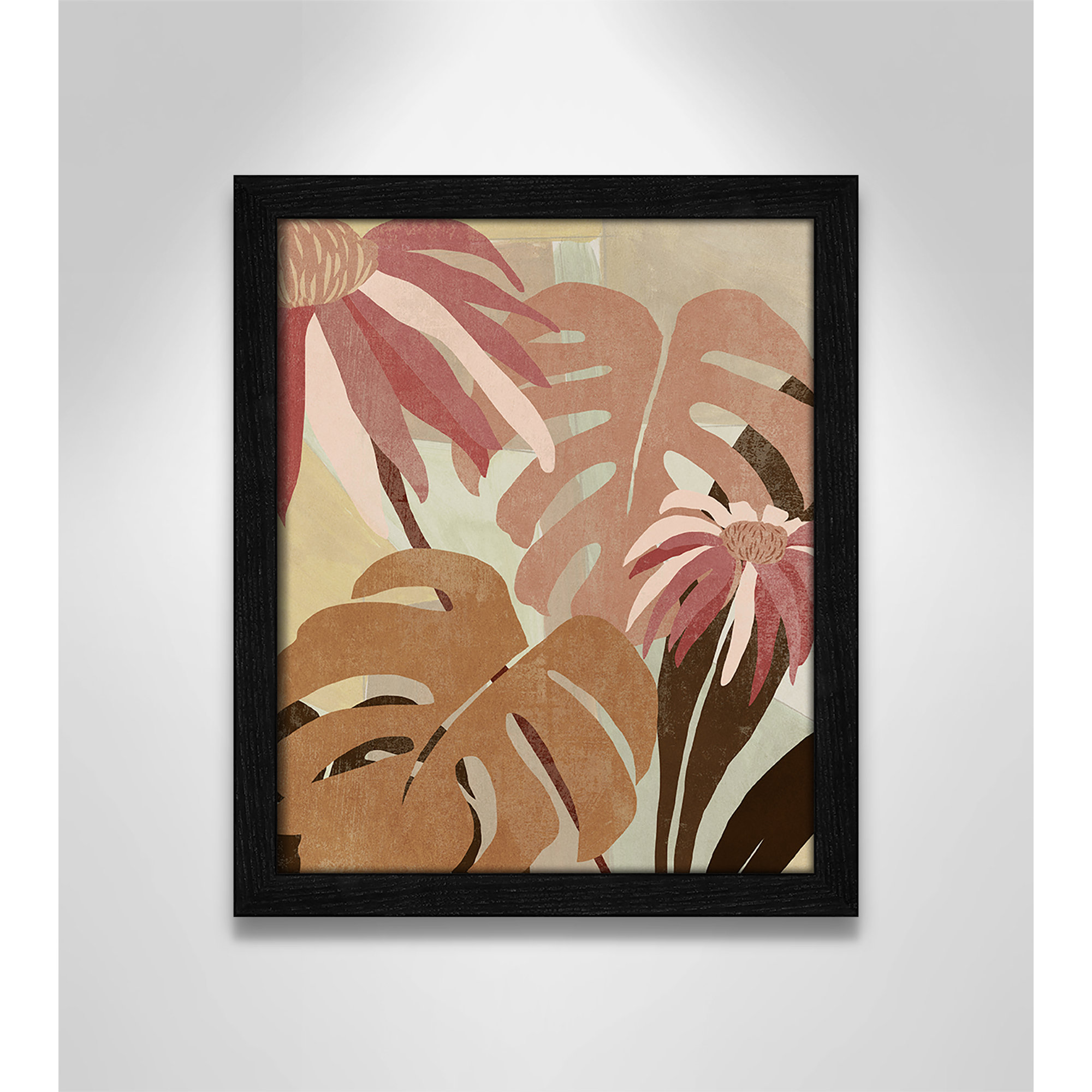 Hot Tropics II by Asia Jensen, 13" W x 15" H, Black Wood Grain