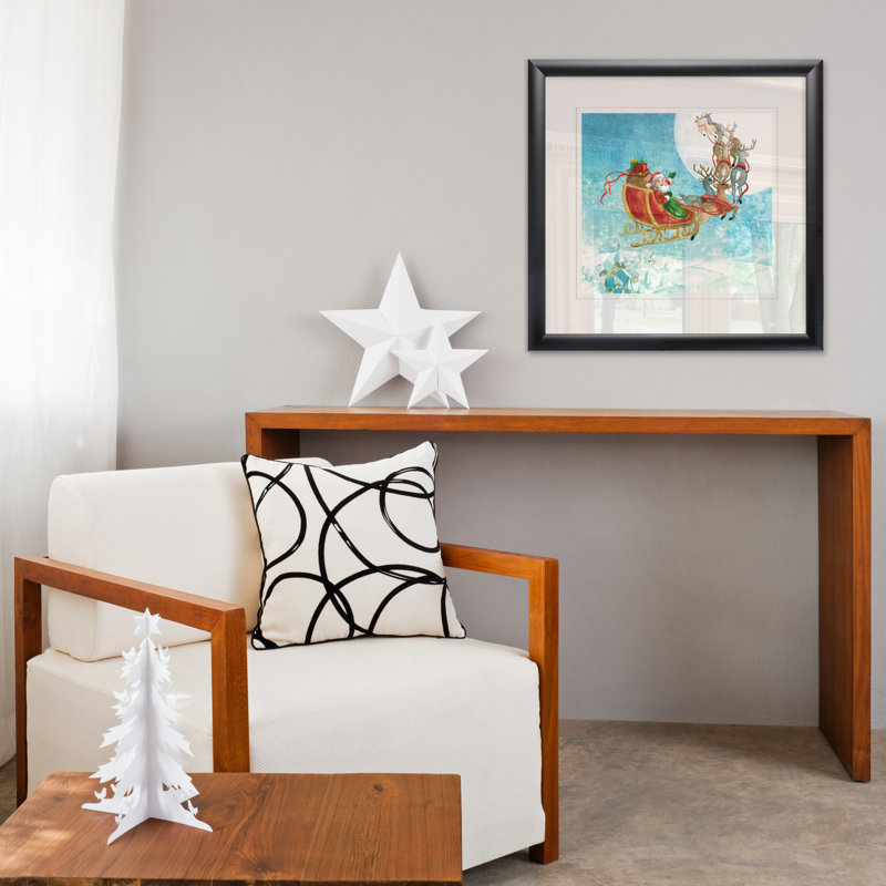 «Reindeer Sleigh» par Carol Robinson - reproduction, H 30,5 po x l 30,5 po x P 1,5 po