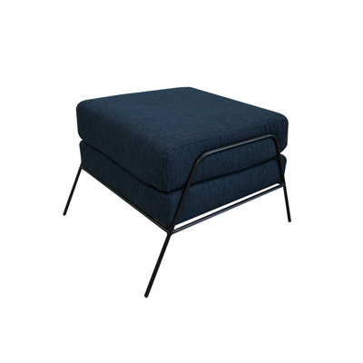 Luellen Wooden Frame & Metal Base, Footstool Ottoman