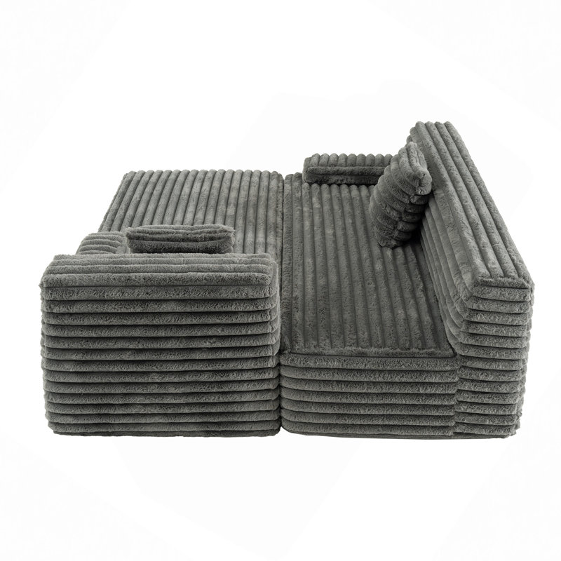 Canapé modulaire 110 po Cloud, Fausse fourrure grise foncée