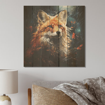 Fox Photo In Autuman IV - Fox Animal On Wood Print