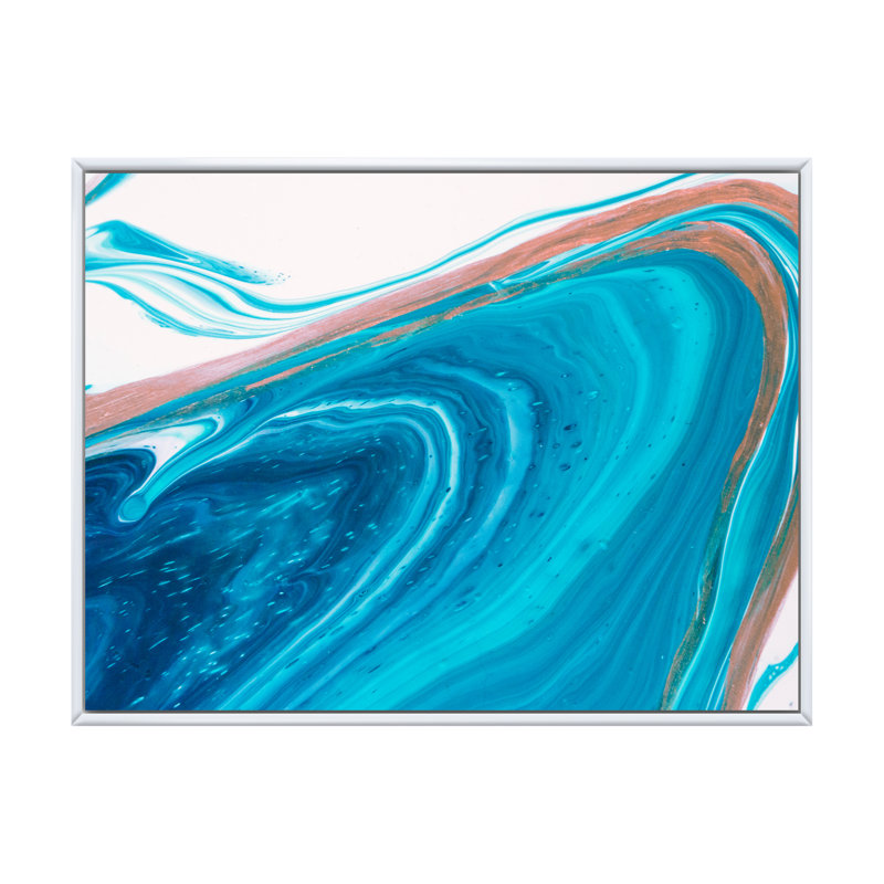 Luxury Marble River IV - reproduction d'art sur toile encadrée, H 24 po x l 36 po x P 1 po, Toile avec cadre flottant blanc