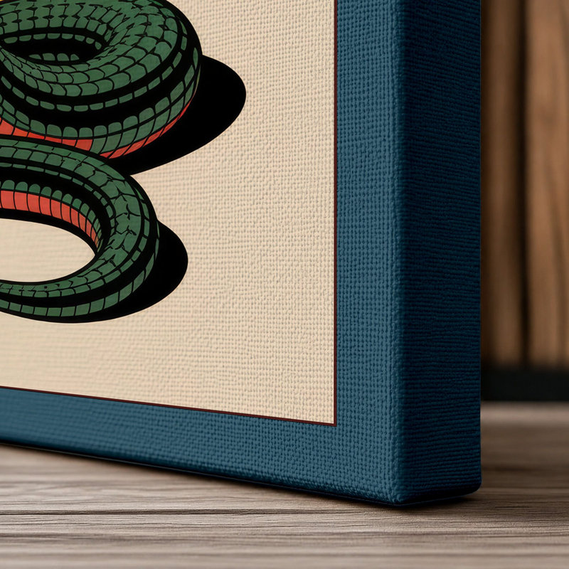 Cobra Hood Rising Graphic - Wrapped Canvas, 36x24 - 91.4 x 61.0 cm, Teal Border