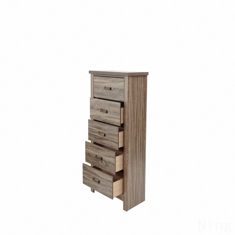 Mobilier de chambre à coucher avec tiroirs en bois naturel à finition naturelle chêne gris rustique / brun