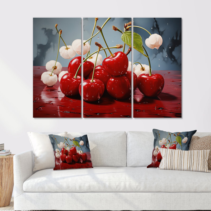 «Chuckling Cherry Red», ensemble d'art mural Pop, H 40 po x l 60 po