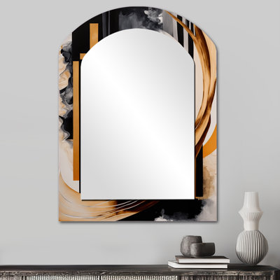 Gold Touch Art Deco I - Grand miroir mural arqué sur métal