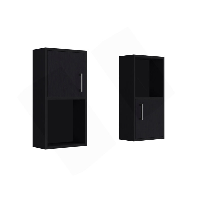 Oba 2-Pc Wall-Mounted Bathroom Medicine Cabinet With Open And Closed Storage, Black