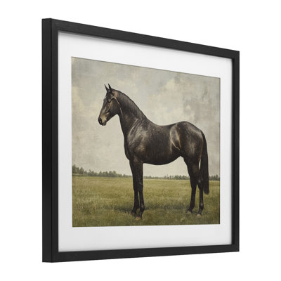 Portrait de cheval espresso, reproduction encadrée sous verre, design par Petal Prints Design