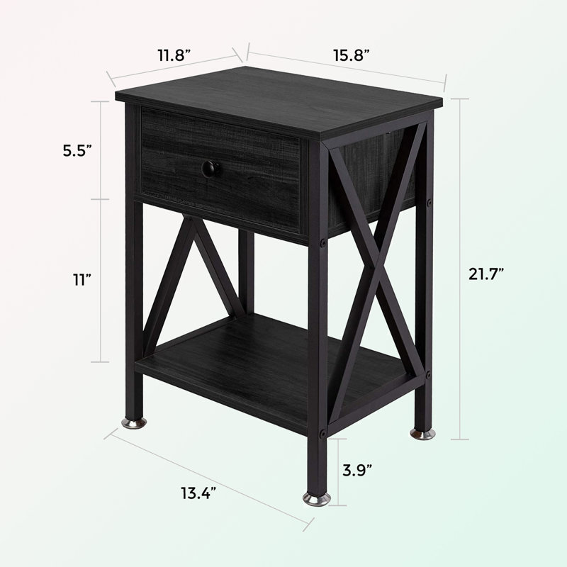 Guylan 15.8 " W Nightstand, Black