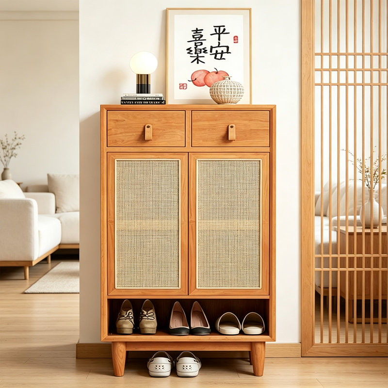 Armoire de rangement pour chaussures en rotin, H 47,24 po x l 31,50 po x P 12,99 po