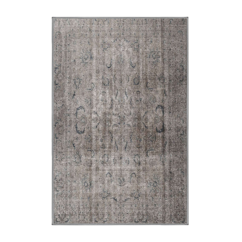 Tapis gris/beige traditionnel Nettey, Rectangle 5 pi x 7 pi