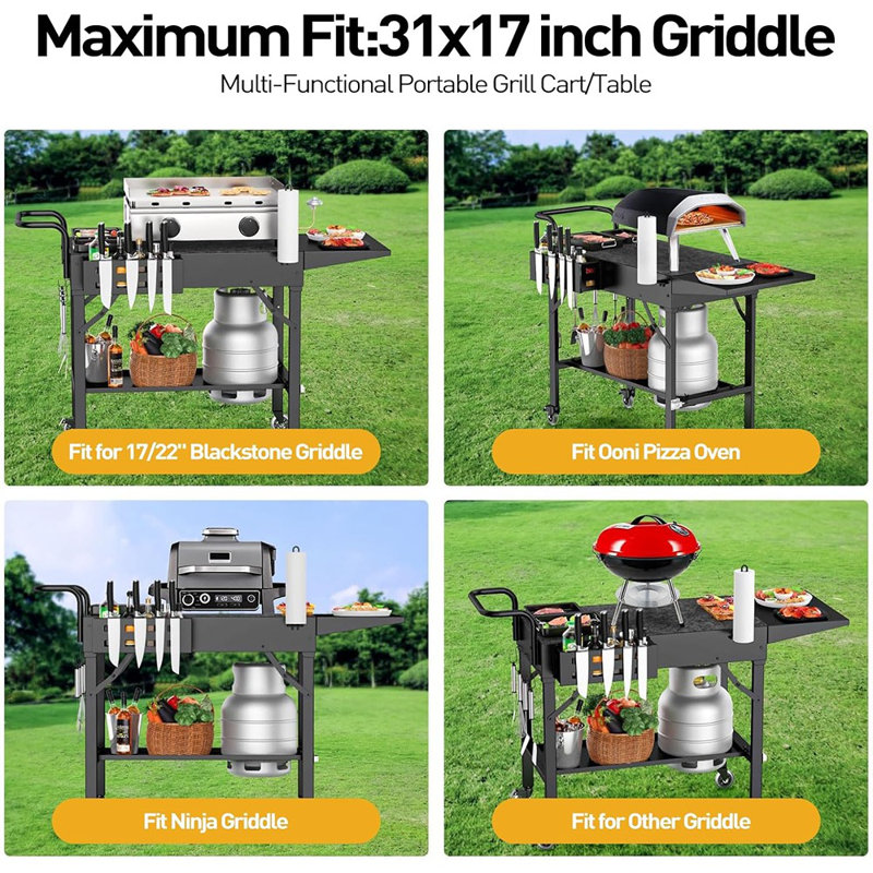 Chariot de gril pour plaque chauffante Blackstone, barbecue extérieur portatif ...
