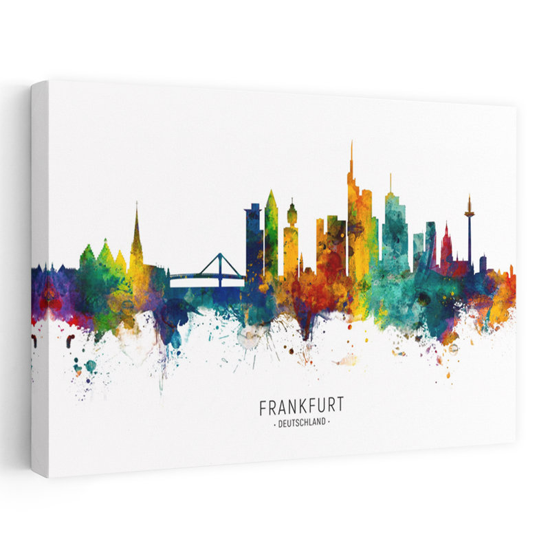 Vibrant Frankfurt Skyline by Michael Tompsett - Wrapped Canvas Print, 91.44 cm H x 60.96 cm W