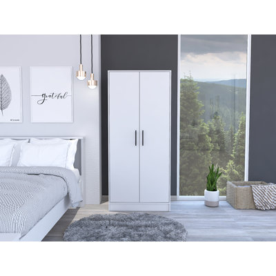 71" White Wood Two Door Single Drawer Combo Dresser