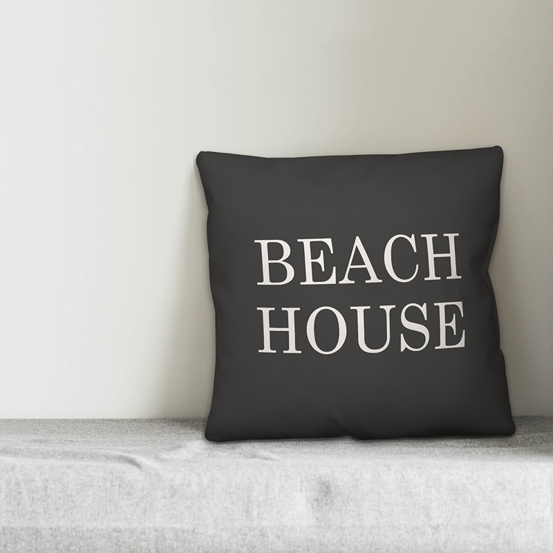  Coussin intérieur / extérieur Beach House, Noir / blanc, H 20 po x l 20 po
