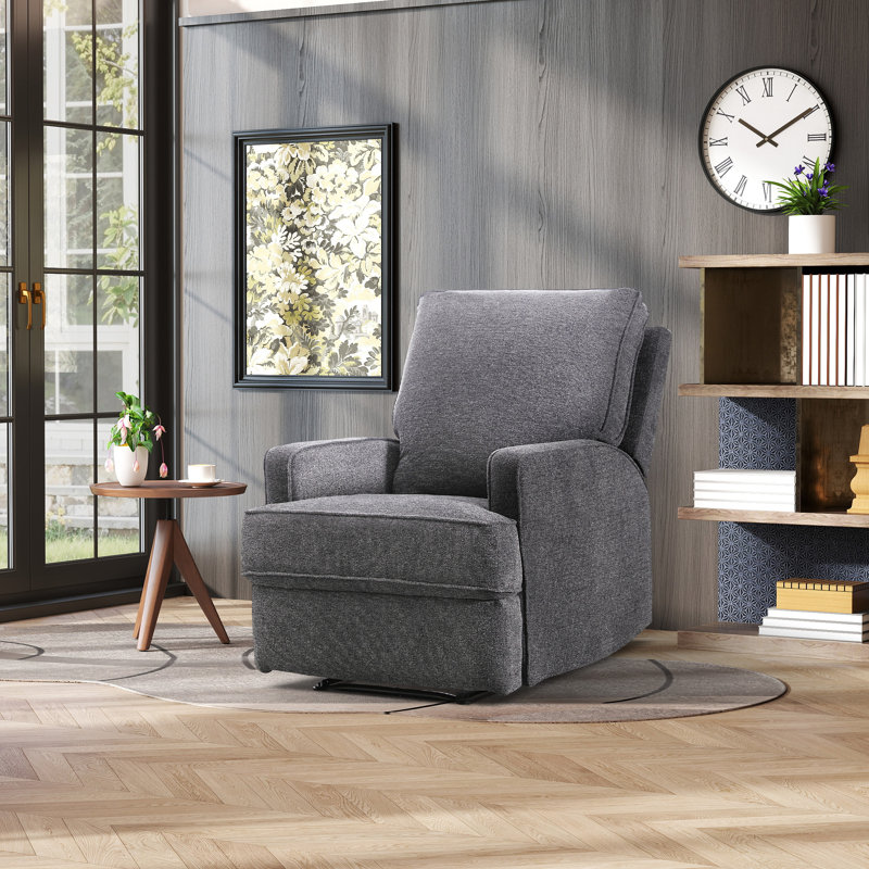 Norvis 29.5" Wide  Modern Refined Linen Upholstered Standard Manual Recliner, Gray