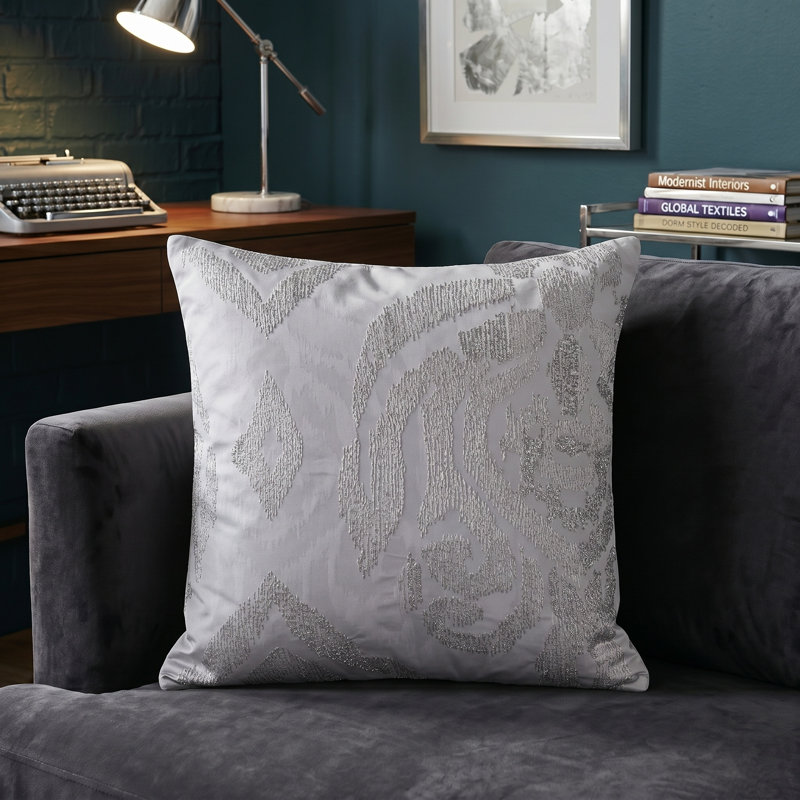 Housse de coussin en polyester texturé Ladacia, Argenté / Gris, polyester
