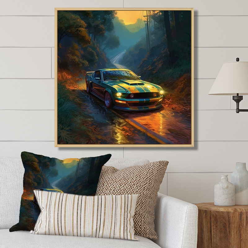 Muscle Car Late Drives III sur impression sur toile, H 24 po x l 24 po x P 1 po, Cadre naturel flottant