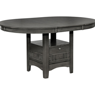 Medium Grey Oval Table With Extension Leaf, Storage, 41.69 Inches Long, 30.5 High, For 4 In Dining Area Leaf Table, Seats Room
