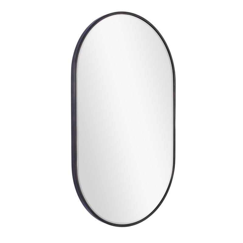 Chaya Metal Oval Wall Mirror, 91.4cm H x 55.9cm W, GUNMETAL/bevel edge