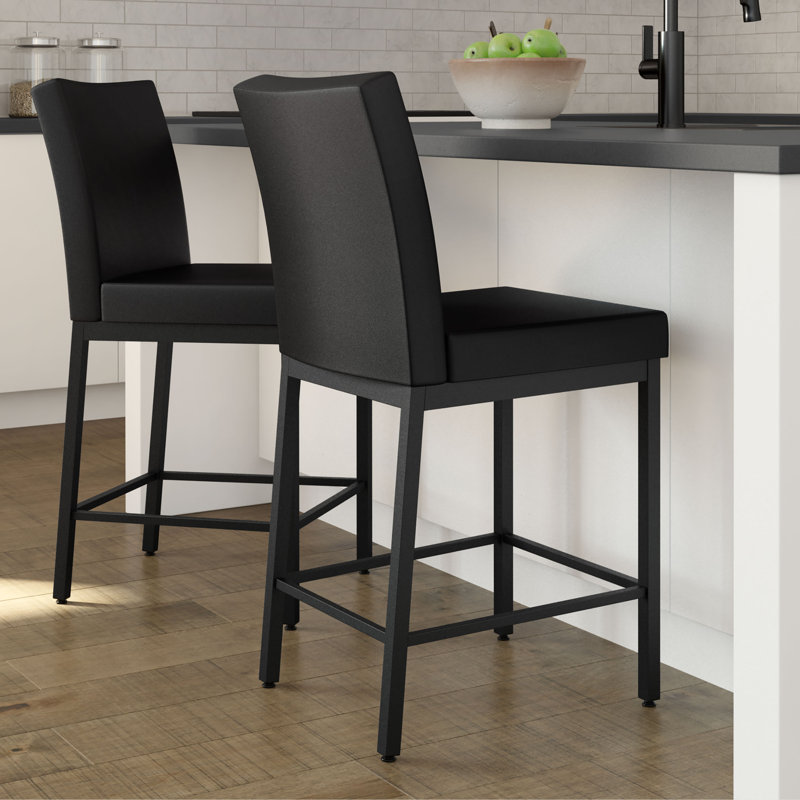 Tabouret de bar et de comptoir Driggers, Tabouret de comptoir (siège d'une hauteur de 26 p, Noir, Noir