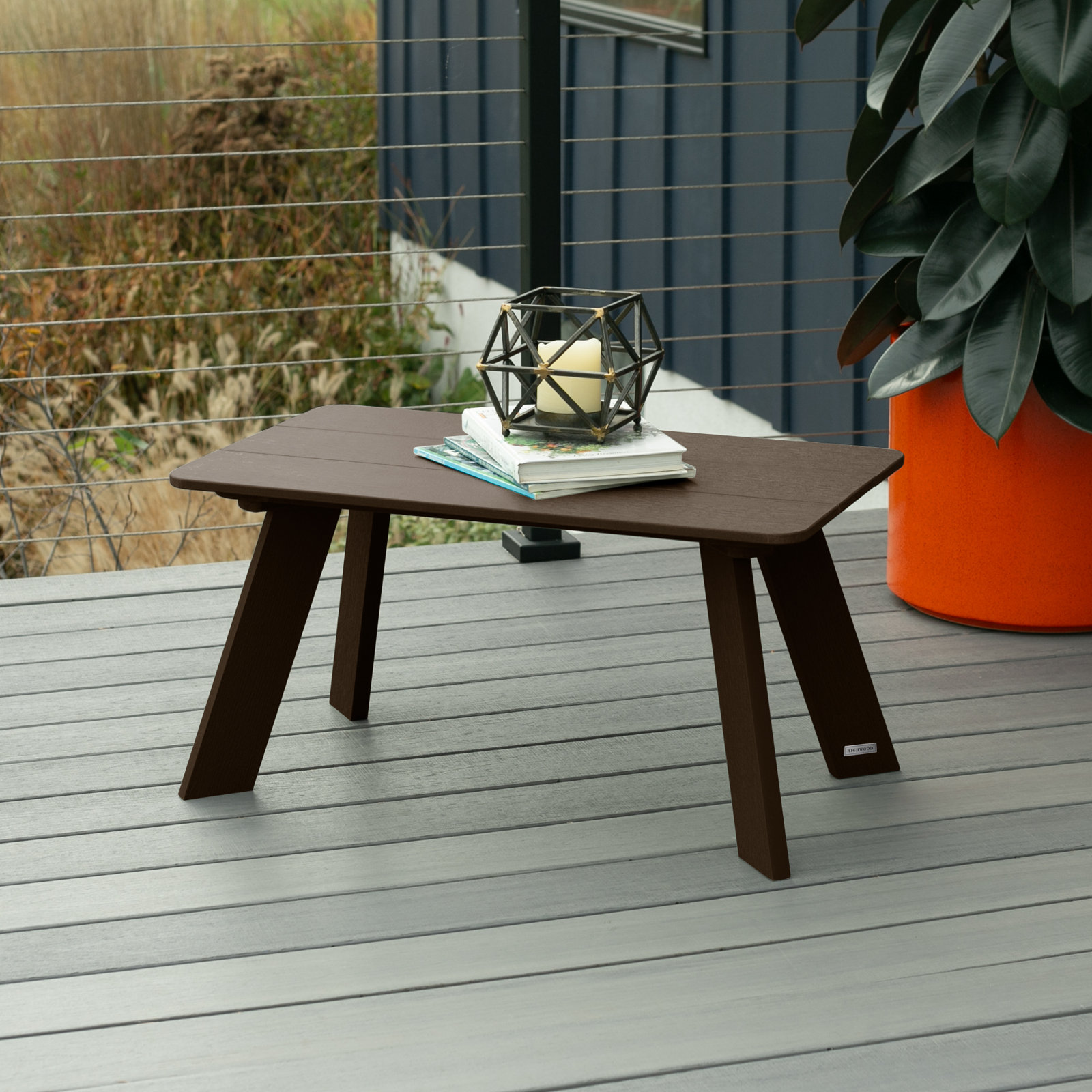 Byrnes 31'' Plastic / Acrylic Outdoor Coffee Table, Weathered Acorn