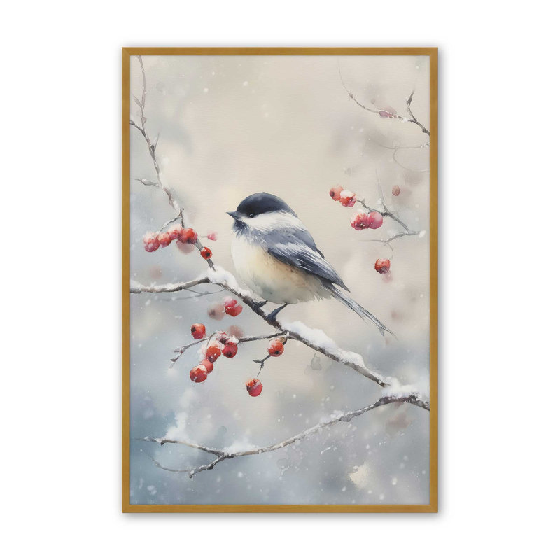 «One Winter Songbird», reproduction d'art, 16 po x 20 po, Or poli