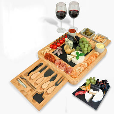Unique Bamboo Cheese Board Charcuterie Platter and Serving Tray for