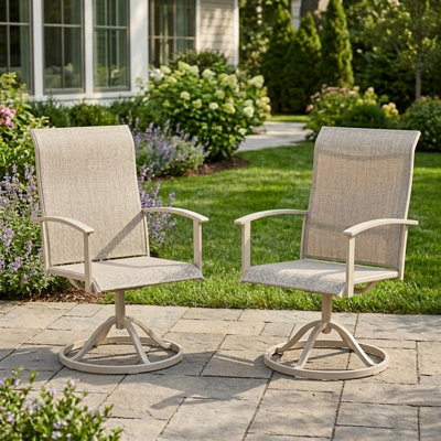 Patio Dining Swivel Chair Set Of 2
