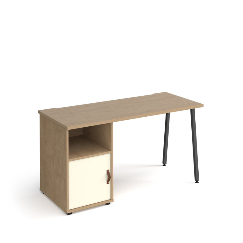 Sparta A-Frame Metal Base Computer Desk, Kendal Oak/Beige