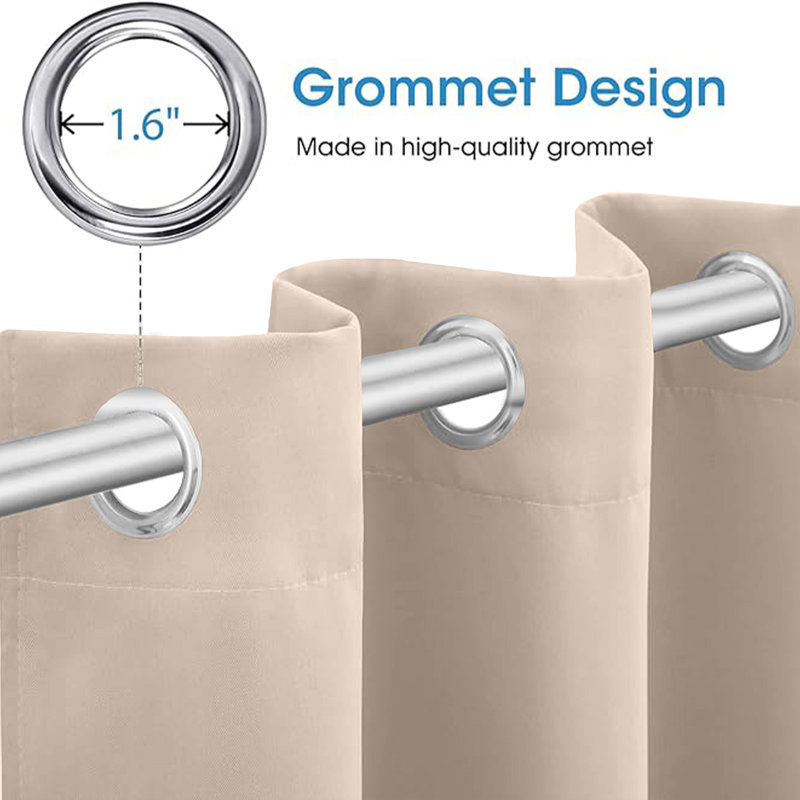 Luxury 230 GSM 100% Blackout Eyelet Room Darkening Curtain Pair, 228 W x 228 D cm, Cream