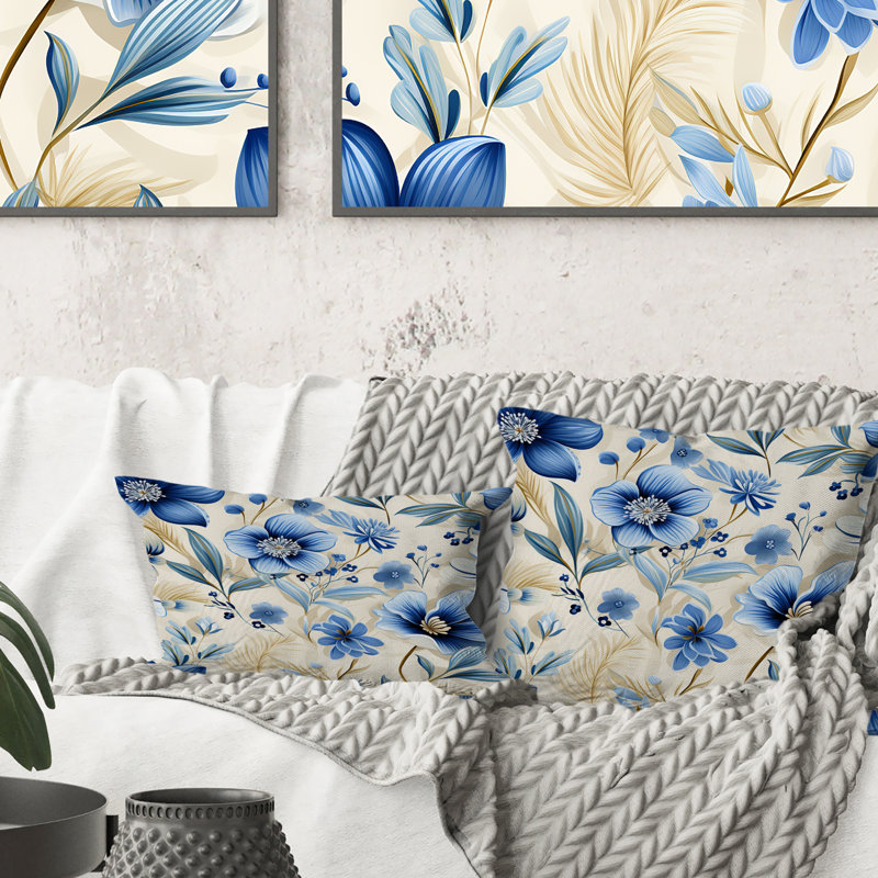 Floral Throw Pillow, 18"H x 18"W