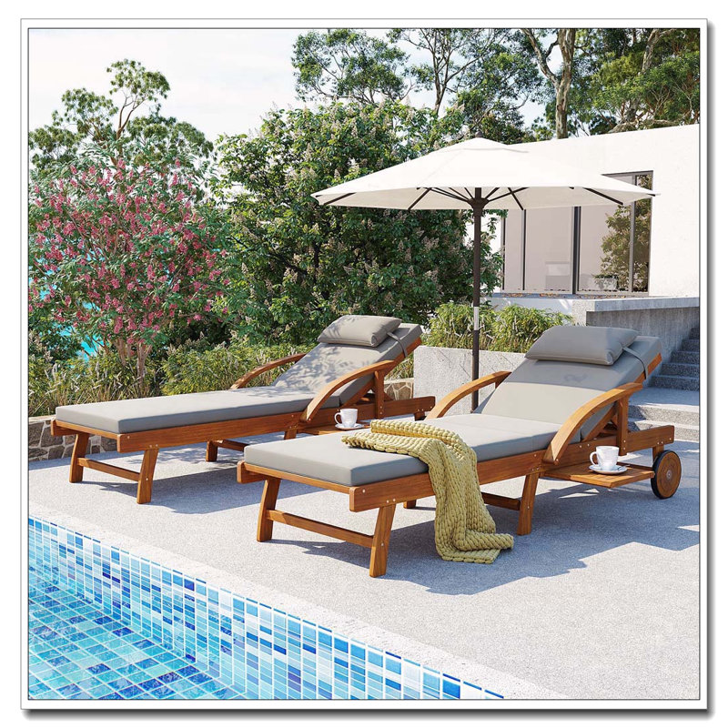 Chaises longues d'extérieur 77,5 ", Gris, 2