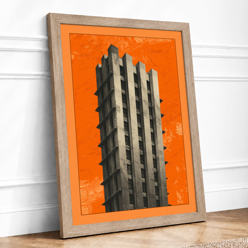 Modernist Tower Minimalist - Framed Print, A3 - 42.0 x 29.7 cm, Oak