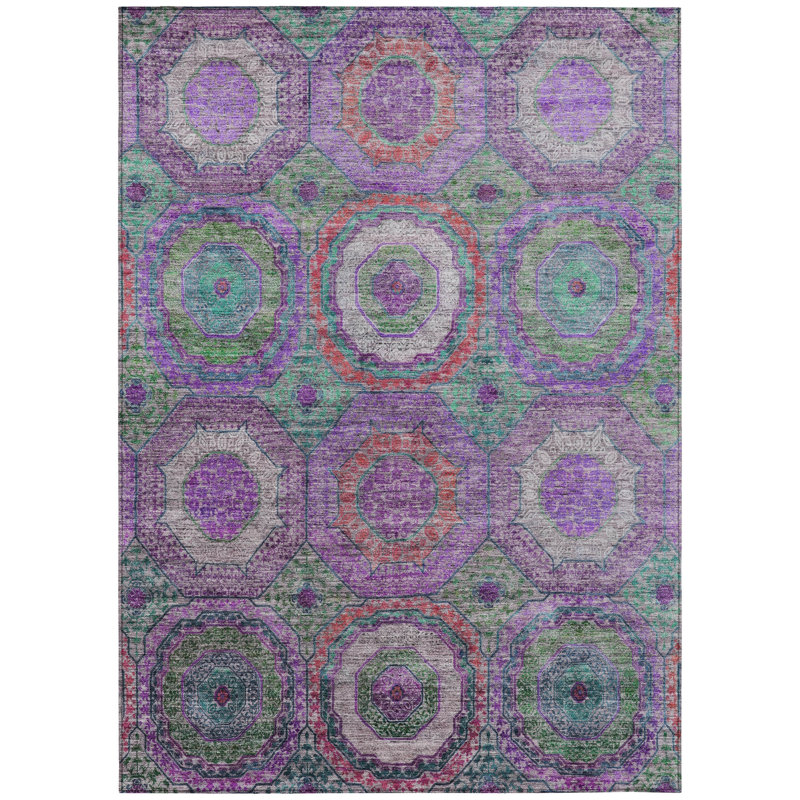 Machine Washable Indoor/Outdoor Xhevrie Purple Rug, Rectangle 10' x 14'