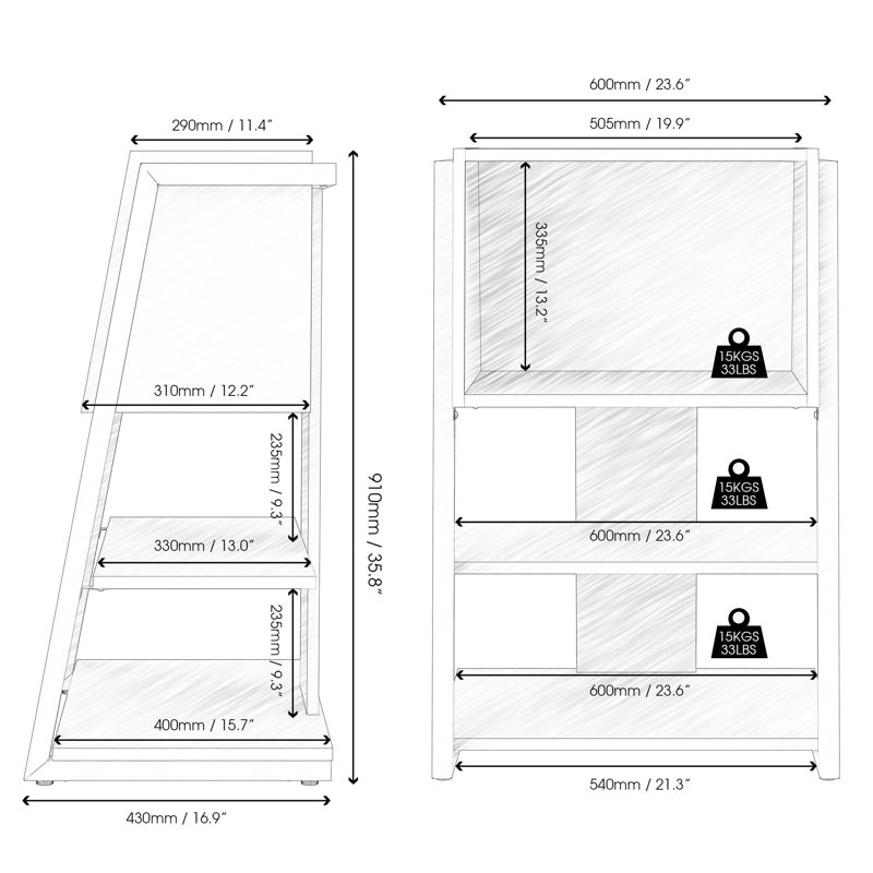 Bookshelf 4-Layer Bookcase/Storage Shelf, Suitable For Printer Stand, Hi-Fi Stand, Record Player Stand, Yellow