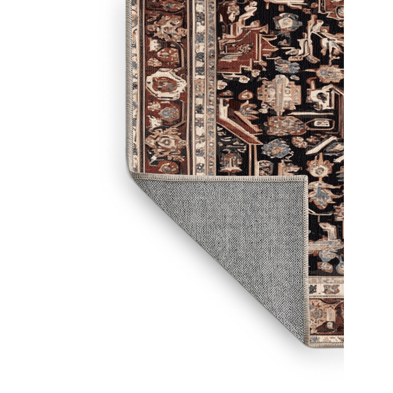 Tapis brun lavable à la machine, Rond 3 pi
