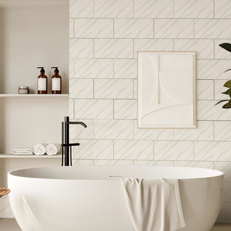 Deivids Peel and Stick Marble Wall Tile, Beige