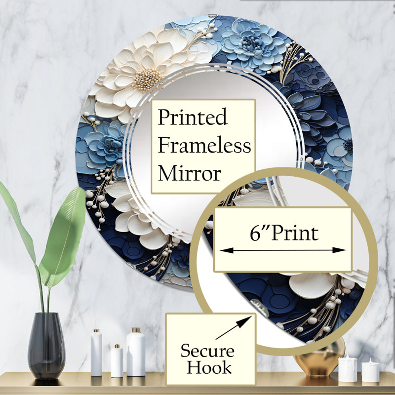 Barrine - Miroir mural moderne rond, 32 po x 32 po
