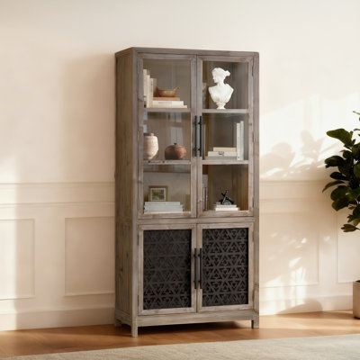 Campuzano 83" Farmhouse Solid Wood Tall Display Cabinet