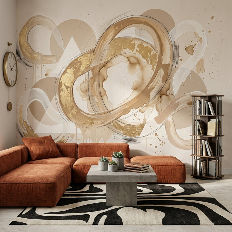 Papier peint abstrait avec décoration murale, Non tissé, 200 po x 120 po