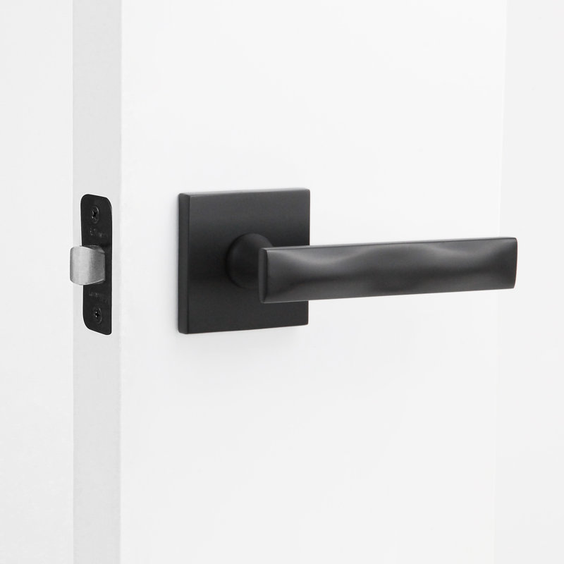 Levier de porte moderne noir Essex, Noir mat, Gauche, Mannequin