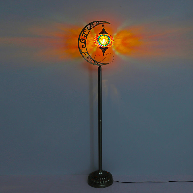 Lampe sur pied en mosaïque en verre teinté Turkish Moon