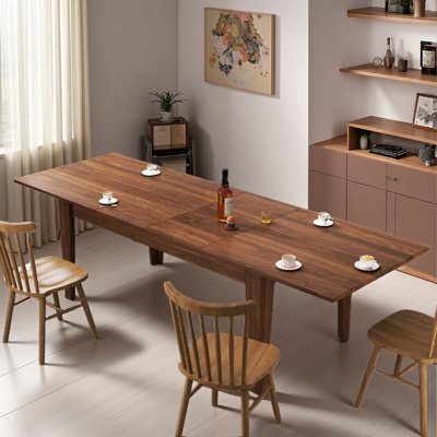 70-106In Grande table de cuisine extensible, table de salle à manger rectangulaire en bois convenant pour 6 à 8 personnes, noyer