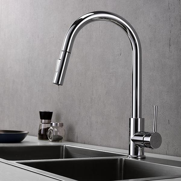 Trova Pull Down Single Handle Kitchen Faucet with Accessories, Brushed Nickel