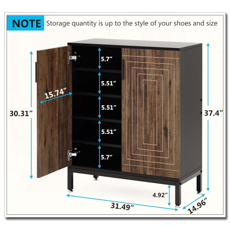 Entryway Shoe Cabinet, Rustic Black