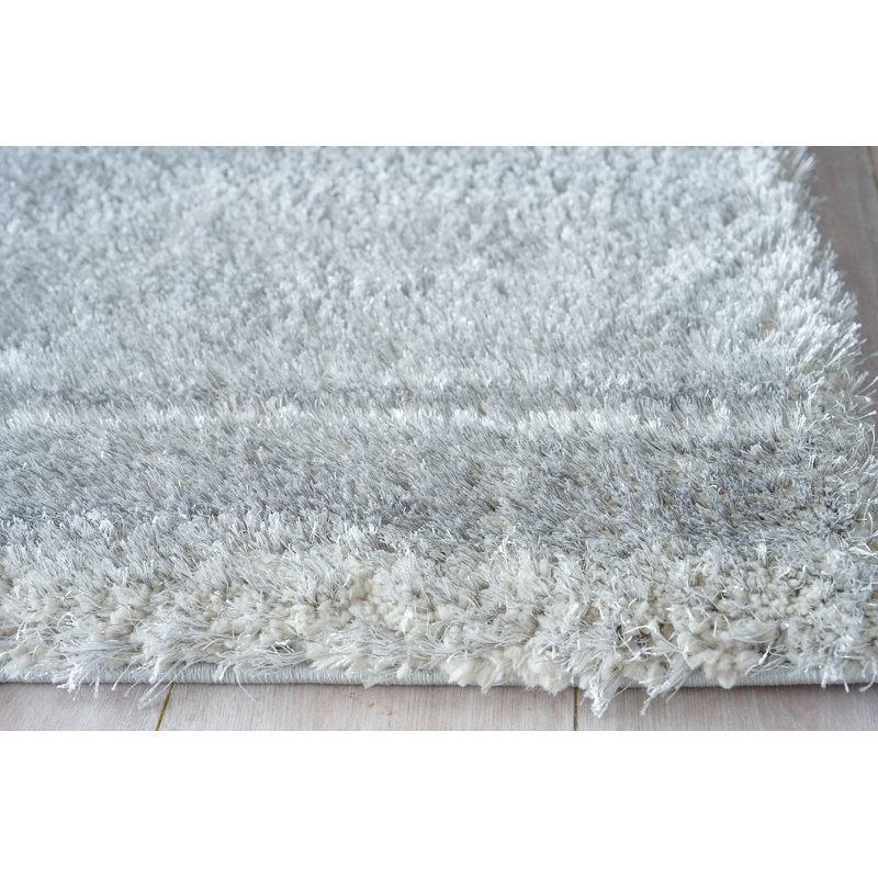 Luxe Shag Powerloom Microfiber/Polyester Area Rug in Silver, Rectangle 10' x 14'