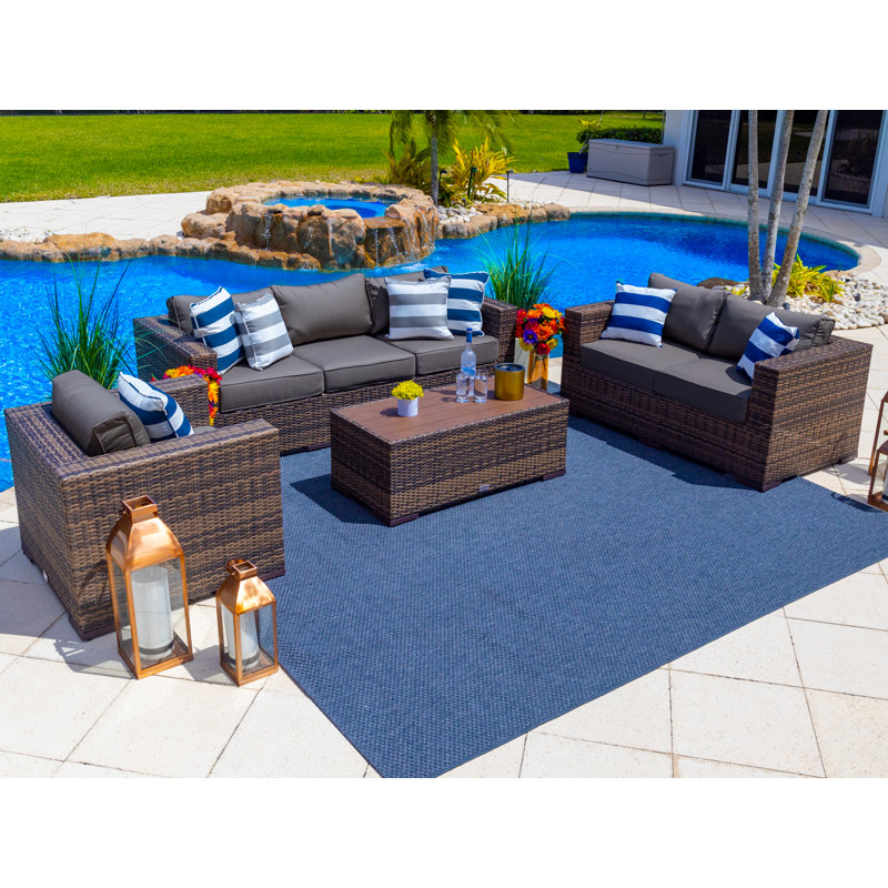 Sorrento 6 - Person Patio Conversation Set with Cushions, Canvas Charcoal Sunbrella® Canvas