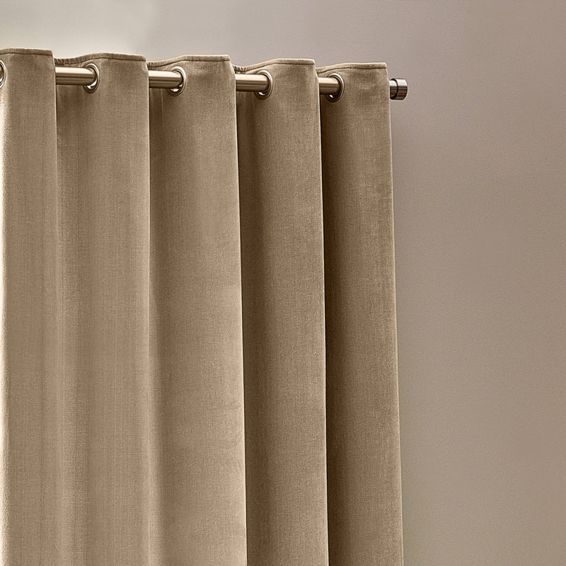 Heavy Chenille Room Darkening Eyelet Curtains, Natural, 117cm Width x 137cm Drop