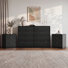 Ensemble de chambre à coucher 3 pièces Bugarin - Commode 10 tiroirs et 2 tables de chevet, noir